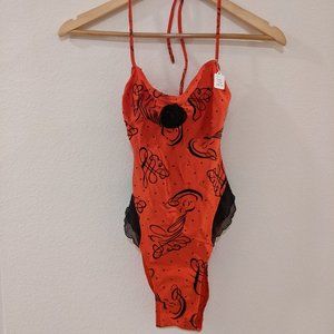 Vintage Red and Black Swimsuit
